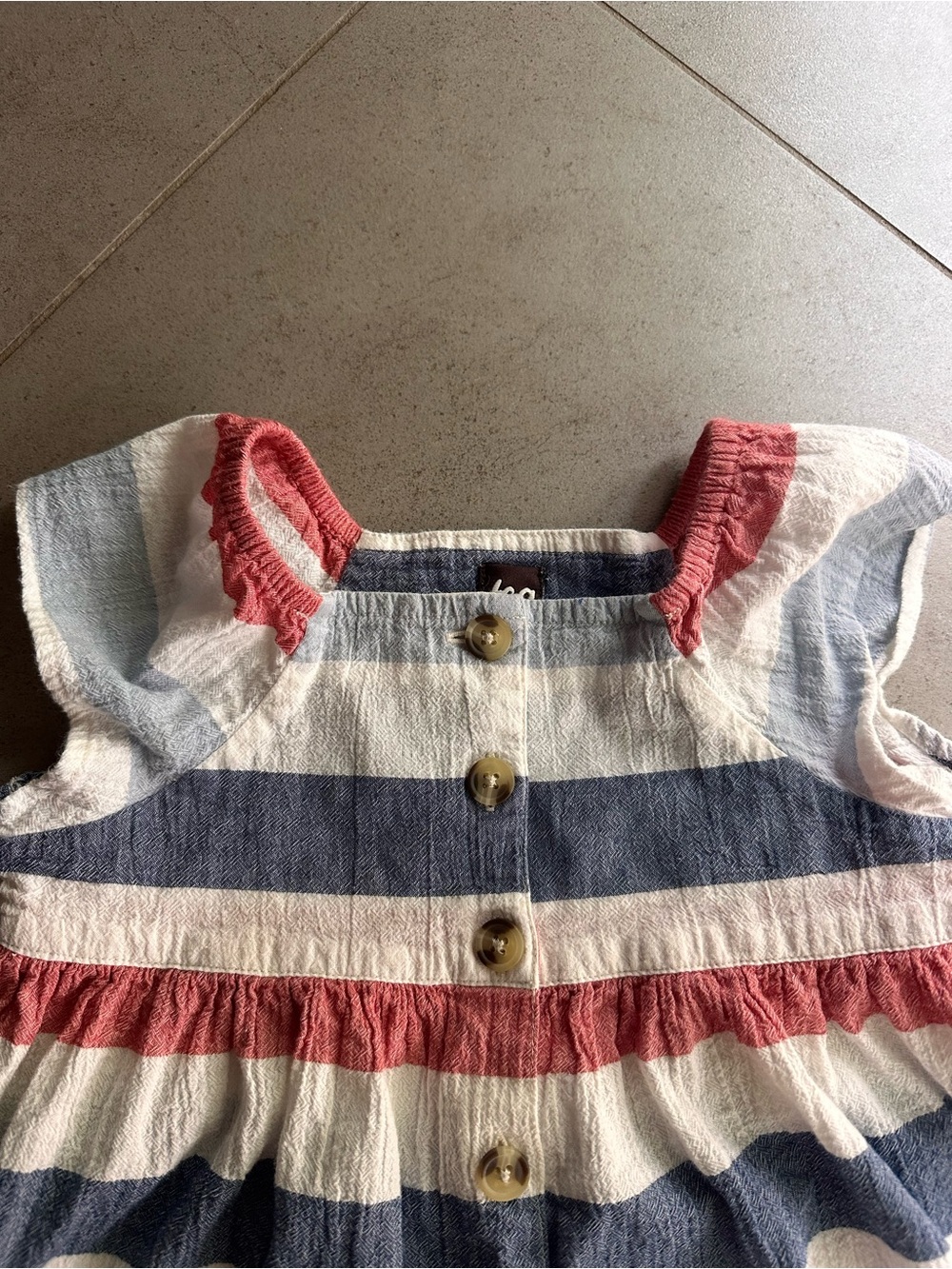Tea Collection size 6 Chalk Stripe Button Front red white and blue dress - Picture 3 of 7